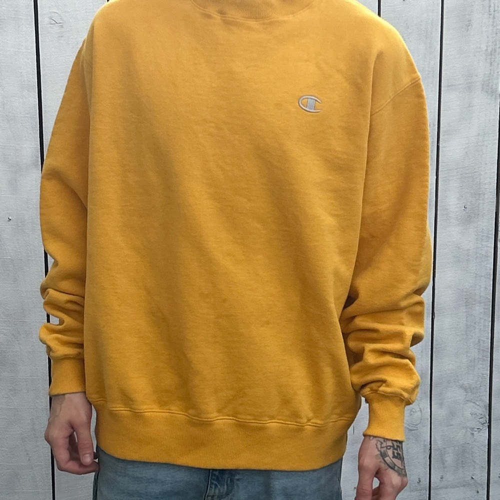 Champion Men's Mustard Crewneck Sweater